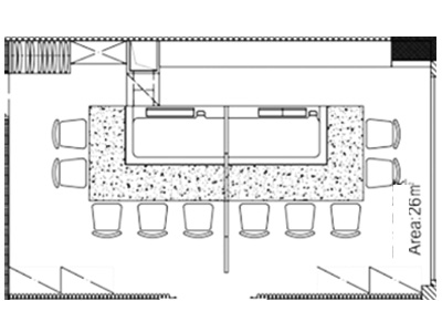 CAD drawings of rectangular teppanyaki Grill Table