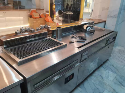 Custom Rectangular Teppanyaki Equipment for Open Kitchens